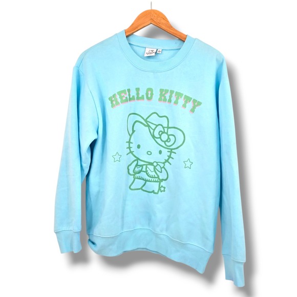 Hello Kitty‎ Sweatshirt Cowboy Graphic Saddle Up Dreams Blue Size L - Picture 1 of 9